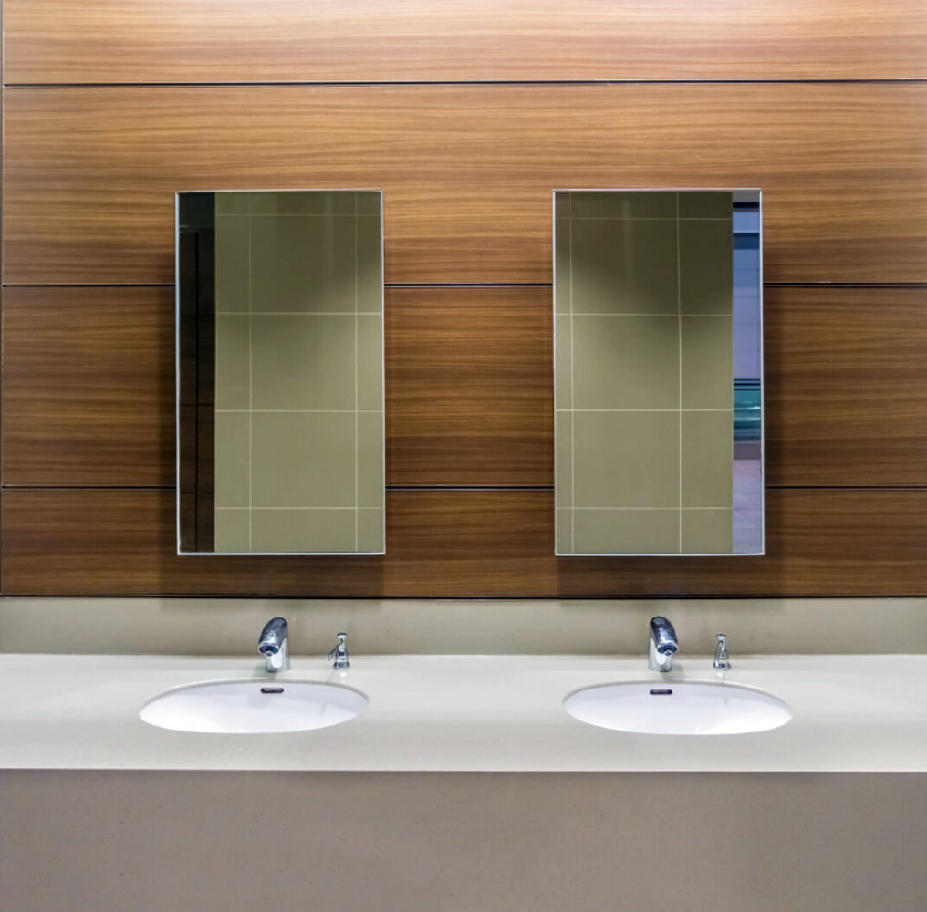 framed double ensuite mirrors
